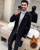 Black fashionable Winter men's long overcoat