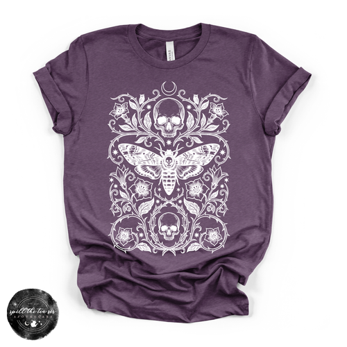 Skull Moth Tee | Gothic Death's Head Moth Graphic T-Shirt {WHITE DESIGN}