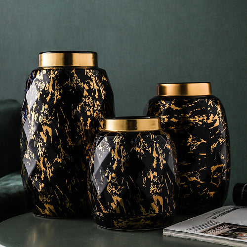 Simple And Modern Gold-painted Light Luxury Living Room Ceramic Vase