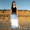 New Blue tie dye pattern Summer Strap Loose Split Vest Dress for women
