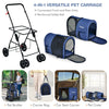 4-in-1 Double Pet Stroller with Detachable Carrier and Travel Carriage
