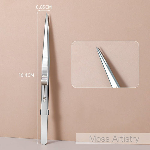 6 Adjustable Stainless Steel Non-slip Tweezers 2 Pcs Set: Bent-Tip Tweezers and Straight-Tip Tweezers