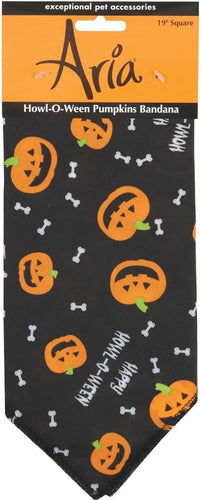 Aria Halloween Dog Bandana 19 Pumpkin & Bone Design Howl-O-Ween Pet Accessory