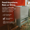 Galvanized Chicken Trough Feeder, Weatherproof Poultry Food Dispenser with Lid - 50lb