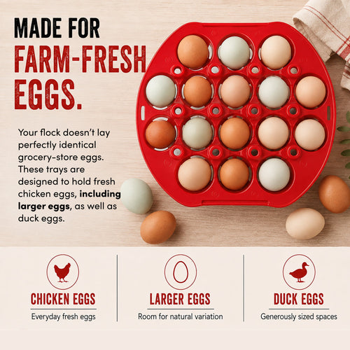 RentACoop Seven (7) Pack Stackable Egg Collection Trays With Two Metal Hanging Clips