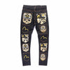 Embroidered Denim Plus Size Straight Loose Trousers