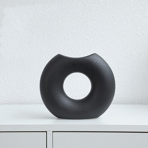 Nordic Style Simple Ceramic Vase Semicircle Creative Flower Device