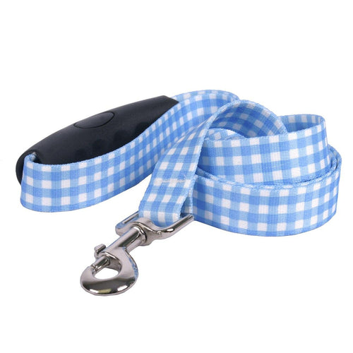 Southern Dawg Gingham Blue Premium Dog Leash