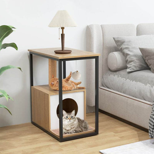 Modern Cat End Table with Scratching Post