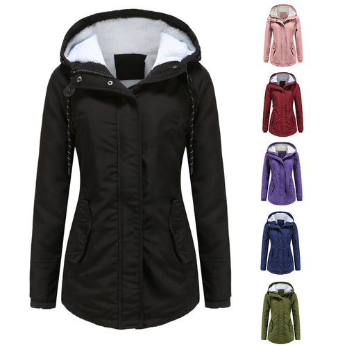 New Style Warm Coat For Fall Winter Women's European Size Thickened Plus Velvet Cotton Coat