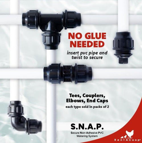 RentACoop Secure Non-Adhesive PVC (S.N.A.P) Watering System Elbow Pack of 2