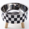 Elevated Pet Bowl with Legs - Checkered Stainless Steel