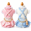 Tie-Dye Denim Suspender Pet Skirt & Cotton Ruffle Shirt