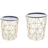 geometric metal bedside table simple storage basket