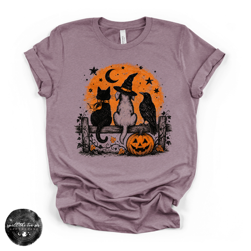 Cat, Dog & Raven Tee | Woodland Animal Graphic T-Shirt