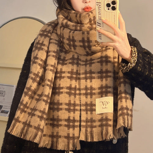 Korean Style Plaid Scarf Winter Women