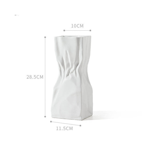 White Ceramic Vase Art Ornaments Living Room Flower Arrangement Decoration