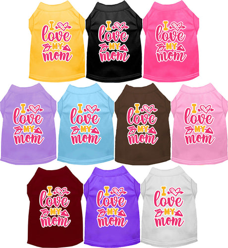 Adorable Cat or Dog Shirt for Pets Pink I Love My Mom
