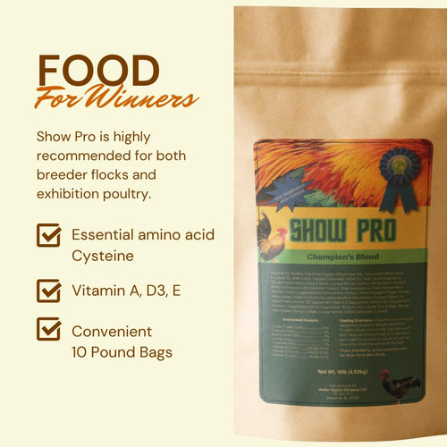 Show Pro Poultry Supplement, 10LB Bag - Boosts Health & Performance for Breeders, Exhibitors