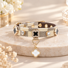 Clover Rhinestone Leather Pet Collar