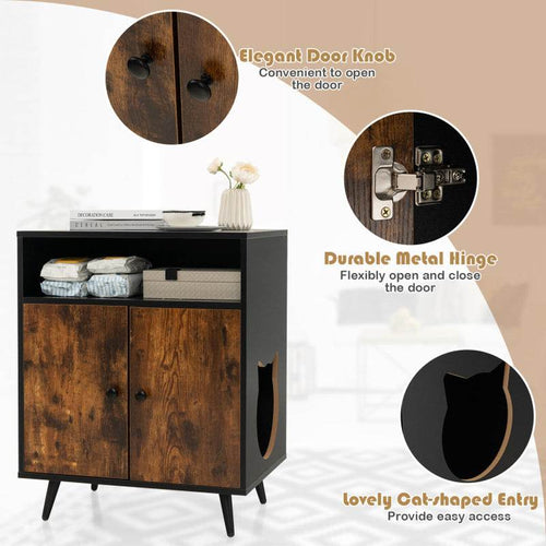 Rustic-Modern Cat Litter Cabinet with Extra Storage