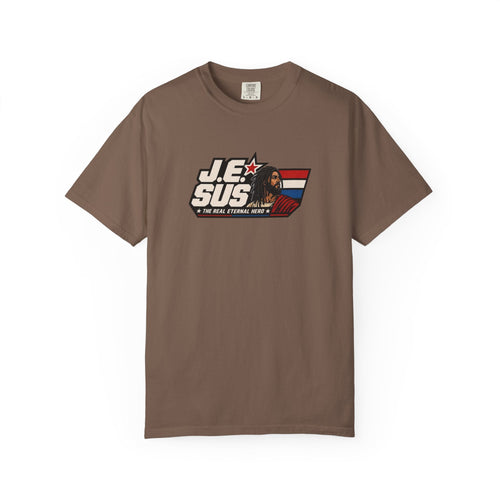 Jesus Retro Graphic T-Shirt — “J.E.SUS The  Real Eternal Hero” Christian Vintage Tee