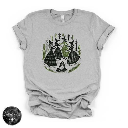 Four Dancing Witches Tee | Moonlit Coven Graphic T-Shirt