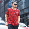 NEW LARGE plus size red CREATIVE ALL OVER  PRINT DESIGN T-shirt FOR MEN