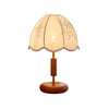French Retro Fabric Oak Solid Wood Fabric Table Lamp Bedroom Ambience Light