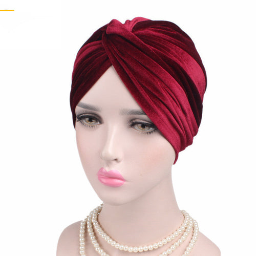Autumn Winter Velvet Stretch Bandana Hat