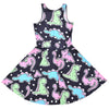 Black Cartoon Color Dinosaur Pleated Umbrella Skirt