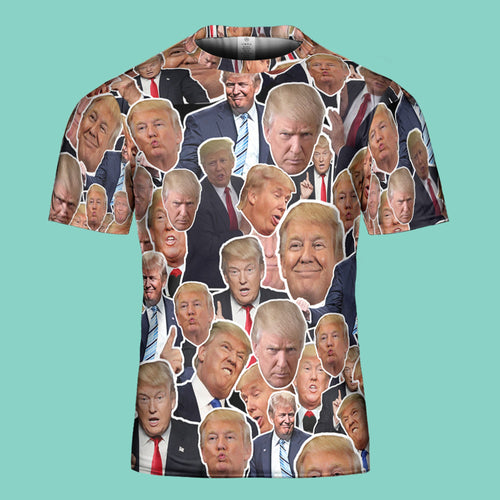 Trump Face Pattern Unisex 3D T-Shirt | Trump 2024 Shirt | Trump Supporters All-Over Printed T-Shirt C1221 - GOP