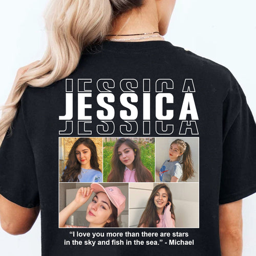 Live Preview Custom Collage Pets Photo, Personalized Upload Dog Cat Pet Photo Backside Shirt Dark C1352