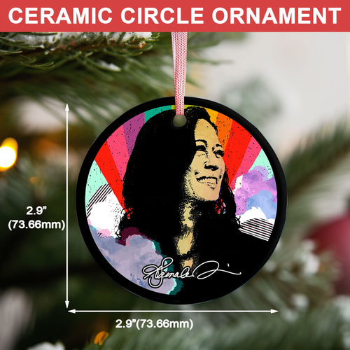 Kamala Harris Signature Ornament | Kamala Harris 2024 Ornament | Democrat Christmas Ceramic Ornament T1470 - KH2