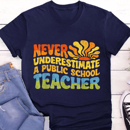 Never Underestimate A Public School Teacher Shirt | Democrat Shirt | Kamala Harris 2024 Shirt Dark T1544 - KH2