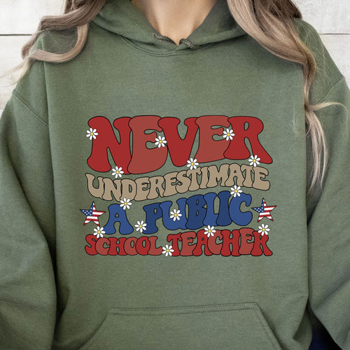 Never Underestimate A Public School Teacher Shirt | Democrat Shirt | Kamala Harris 2024 Shirt Dark T1546 - KH2