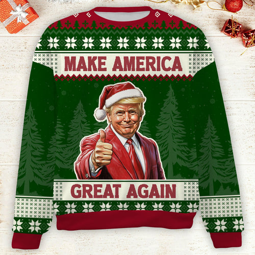 Make America Great Again, Trump 2024 Ugly Sweater, Trump Supporters Christmas All-Over-Printed Sweatshirt C1741 - GOP