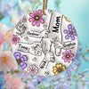 Mom You Hold Our Hands Present Circle Ornament, Personalized Custom Name and Title Mothers Day Ceramic Ornament, Family Gift, Gift for Mom, Gift for Wife 682128