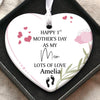 Happy 1st Mother's Day Present Ornament, Personalized Custom Name Mothers Day Ceramic Ornament, Family Gift, Gift for Mom, Gift for Wife 682137