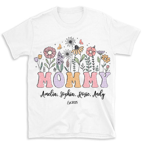 Custom Floral Mommy Sweatshirt, Personalized Custom Name Shirt, Mother's Day Sweatshirt Bright, Gift for Mom, Gift for Wife 682159