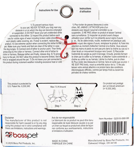 Boss Pet Snap Around Tree Tie Out Cable 10ft For Dogs Up to 60 lb