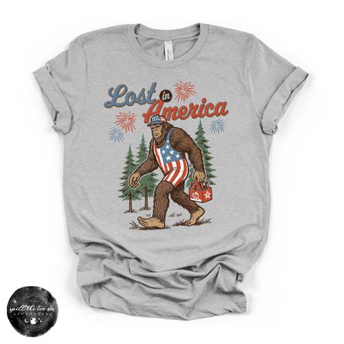 Bigfoot Lost in America Tee | Funny Sasquatch Road Trip Graphic T-Shirt