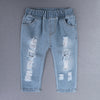 Boy's Long-sleeved Plaid Shirt Denim Trousers Three-piece Set