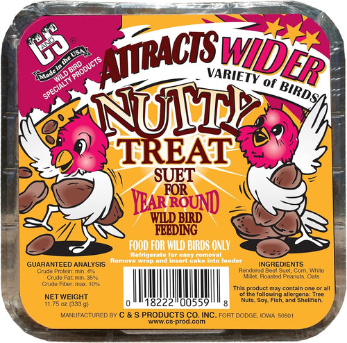 C&S Nutty Suet Treat 11.75 oz Wild Bird Suet Cake Seeds & Nuts Year-Round