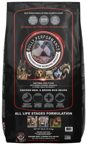 Bully Performance All Life Stage Dog Food 30% Protein 20% Fat 40lbs.