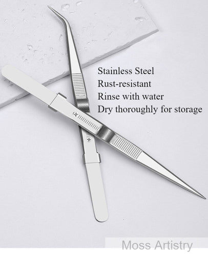 2 Pcs Set 6 Durable Stainless Steel Tweezer Set: Rust-resistant, Highly Elastic, Anti-static