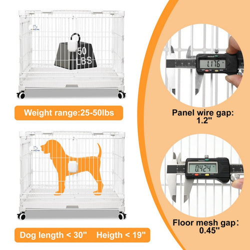 24-30 White Metal Wire Dog Crate DLS2402/DLS3002