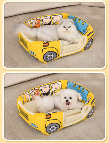 Cartoon Bus 2-in-1 Pet House Bed