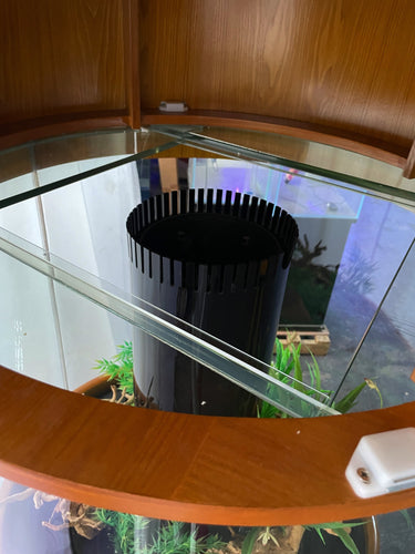 100 Gallon Glass Full Cylinder Aquarium Minor Blemish Reef-Ready Aquarium in Golden Oak Real Wood Furniture