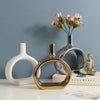 Nordic Style Heart Hollow Out Electroplated Ceramic Vase Decoration